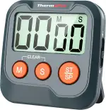 ThermoPro TM03W Küchentimer, digitaler Kochtimer mit großem LCD-Display, große Ziffern, Alarmlaut...