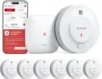 X-Sense Smart WLAN-Rauchmelder Feuermelder mit 10-Jahres-Batterie und SBS50 Basisstation, TÜV Rheinland Zertifiziert, photoelektrischer vernetzbarer Funk-Brandmelder, SD19-MN61, 6 Stück