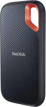 SANDISK Extreme Portable SSD 2 TB (tragbare NVMe SSD, USB-C, bis zu 1.050 MB/s Lesen/1.000 MB/s Schreiben, fallsicher aus bis zu 3 m, wasser- und staubbeständig) Schwarz