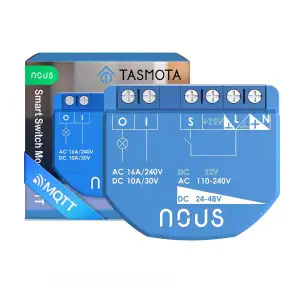 NOUS WiFi Smart Switch Modul Mit Tasmota, AC 16A/DC 10A, ESP32, Temp Sensor, Mat