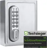 masunt Schlüsselsafe 1120 E Code | innovative Online-Codevergabe aus der Ferne | elektronischer Schlüsseltresor aus massivem V2A Edelstahl | Aufbruch-sicher | wetterfest | Silber