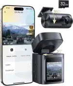 Baseus VD1 Pro Dashcam Auto Vorne Hinten 4K+1080P, Solar-Dashcam mit 14-Tägiger Batterie-Standby-Parkmodus, Dash Camera Auto mit Akku, STARVIS Nachtsicht, 5GHz WLAN, GPS, 32GB Karte
