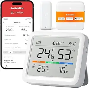 SwitchBot Wlan Wetterstation Funk mit Außensensor, Matter Hygrometer Thermometer Innen, Temperatu...