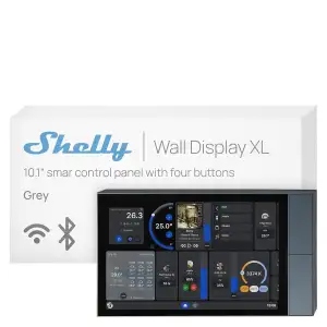 Shelly Wall Display XL Silber - 10.1" WLAN-Smart-Home-Bedienfeld, Vier Tasten, i