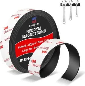 Thaibear Neodym Magnetband selbstklebend stark, Extra Stark Magnetklebeband mit 
