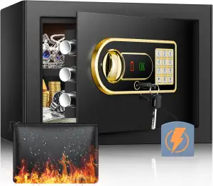 Mejasg Safe Tresor Feuerfest mit Feuerfest Wasserdicht Geldtasche, 25L Tresor Kl