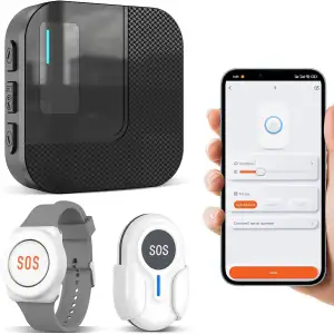 DAYTECH Notrufknopf für Senioren auf Handy, WiFi Tuya Smart Senioren Notfallknopf Alert System, Hausnotruf für ältere Patienten Behinderte,Kinder SOS Notruf(2Empfänger+1Notruf Armband+2Tasten)