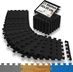 ALPIDEX 1,95 m² Bodenschutzmatte 21 Stück 30x30x1 cm Schutzmatten Set Sportmatte Gymnastikmatte Sportgeräte Matte Fitnessmatte Turnmatte Unterlegmatte Bodenmatte Trainingsmatte Gummimatte