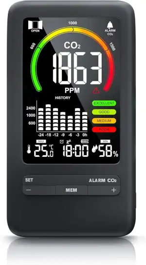 CSL - CO2 Melder - CO2 Messgerät mit Thermometer Hygrometer - Innenraum Luftqual