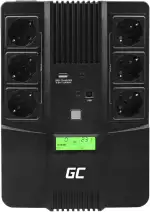 Green Cell UPS USV Unterbrechungsfreie Stromversorgung 600-999VA (360W) mit Überspannungsschutz 230V Line-Interactive Spannungsregelung AVR USV-Anlage USB/RJ45 6X Schuko Ausgänge LCD Bildschirm