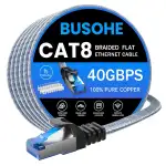 BUSOHE Cat 8 LAN Kabel 10Meter, 40Gbps 2000MHz Ethernet Kabel Netzwerkkabel, Flach Hochgeschwindigkeits Gigabit RJ45 Patchkabel, Geflochtener Internetkabel Kompatibel mit PC, Router, Modem