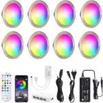 AIBOO RGB Unterbauleuchte Küche LED Farbwechsel Schrankbeleuchtung 8 Stück mit Fernbedienung,Smart Einbaustrahler Dimmbar Einbauspots mit APP,Ultra Flach Vitrinenbeleuchtung Led für Küche Wohnzimme