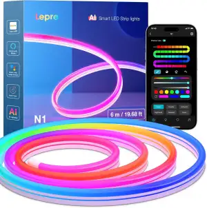 Lepro Neon AI LED Strip 6m, RGB LED Streifen mit App-, Musik- und Sprachsteuerun