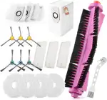 RongZy 19PCS Zubehör für Eureka J12 Ultra mit 1 Hauptbürste, 6 Seitenbürsten, 4 Staubbeutel, 4 Mopp, 3 HEPA Filter, 1 Reinigung Bürste für Eureka J12 Ultra Roboter Staubsauger Ersatzteile