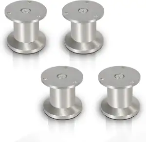 Lospitch 4er Set Aluminium Möbelfüße Höhe 60mm, belastbar bis 250 Kg, Runde Schrankfüße Tischfuß Sofafuß Möbelbeine, für Möbel, Küchenschränke, Höhenverstellbar 15mm