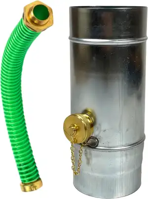 Premium Zink Regenwassersammler 80 mm mit Schlauch- und Fassanschluss für das Fa