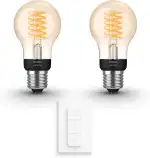 Philips Hue Vorteilspaket - E27 - mit 2 Filament Standard Lampen - Warmweißes Licht - inkl. 1 Hue...