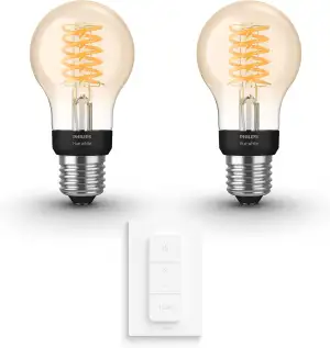 Philips Hue Vorteilspaket - E27 - mit 2 Filament Standard Lampen - Warmweißes Li