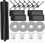 19 Stück Zubehör für Ecovacs Deebot X2 Omni/ X2/ X2 Pro Saugroboter Roboter,1 Hauptbürste, 4 HEPA-Filter, 4 Wischmopp-Pads,4 Staubbeutel, 6 Seitenbürsten,Zubehör-Set Ersatzteile Set für X2 Omni