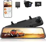 WOLFBOX 12" G840H Spiegel Dashcam mit Rückfahrkamera, ADAS und BSD, 2.5K Dual Dash Cam Spiegel mi...