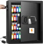 Mejasg Feuerfester Schlüsselkasten mit Zahlencode für 48 Schlüssel, Schlüsseltresor Schlüsselsafe Aussen mit Seitlichem Schlüsseleinwurf&Verstellbarer Schlüsselleiste, Schlüsselschrank für Büros Lager