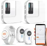 DAYTECH Notrufknopf für Senioren auf Handy, WiFi Tuya Smart Senioren Notfallknopf Alert System, Hausnotruf für ältere Patienten Behinderte,Kinder SOS Notruf(2 Schwarze Empfänger+1 Armband+2 Tasten)