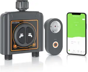 Brandson - 2 Zonen Bewässerungscomputer mit WLAN - WiFi Bewässerungssystem Garte
