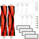 ABC life Zubehör für Xiaomi Saugroboter, 2 Zentralbürste& 6 Seitenbürste& 1 Reinigungshilfe& 4 HEPA Filters,Staubsauger-teile Ersatzteile für Xiaomi Mi Robot und Cleaner Roborock S50 S51 S6(19-Teilig)
