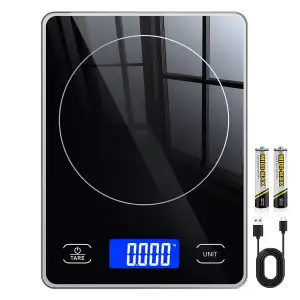 Küchenwaage Digital mit 15 kg Tragkraft, 5 Einheiten in g/ml/fl'oz, Präzise Waage Küche mit Große...