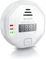 Brandson - Kohlenmonoxid Melder CO Alarm - Kohlenmonoxid Warnmelder - LCD Display – Lauter Alarm 85 dB – Testschalter - nach DIN EN50291 Zertifiziert - batteriebetrieben - Weiß