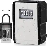 Groß Schlüsseltresor Wandmontage & Hängend Schlüsselkasten mit Zahlencode Wetterfest Schlüsselsafe Aussen für Haus Schlüssel,ID -Karte, Haus, Garagen, Schule.Grau