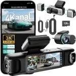 BOTSLAB Dashcam Auto 4 Kanal mit Parküberwachung, 360° Dashcam mit GPS, 5.8GHz WiFi,3.18" IPS-Bildschirm,Super Nachtsicht,WDR, G-Sensor,Loop-Aufnahme, inkl. 128GB SD-Karte