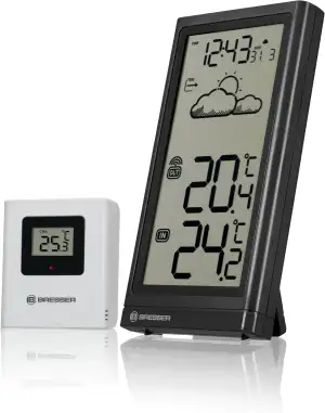 Bresser Wetterstation Funk mit Außensensor Meteo Temp, Thermometer mit Temperatu