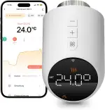 Heizkörperthermostat WLAN, Beok Thermostat Heizung Smart Thermostatkopf WiFi Heizungsthermostat Heizungsregler Digital Steuerung Per Tuya App, Google Assistant & Alexa, Batteriebetrieb