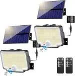 nipify 2 Stück Solarlampen für Außen mit Bewegungsmelder, 310 LED Super Helle 3 Modi Solarleuchte Aussen mit Fernbedienung, IP65 Wasserdichte Solar Wandleuchte Aussenleuchte mit 5M Kabel