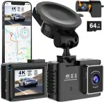Dashcam Auto Vorne Hinten 4K, 5GHz WiFi Dash Cam mit GPS, 2.0" IPS, 170°Weitwinkel, Dual Auto Kamera mit 24Std Parküberwachung, Super Nachtsicht, WDR, G-Sensor, Loop-Aufnahme, 64GB SD Karte
