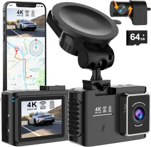 Dashcam Auto Vorne Hinten 4K, 5GHz WiFi Dash Cam mit GPS, 2.0" IPS, 170°Weitwink