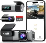 Dashcam Auto Vorne Hinten 4K+1080P, Navycrest 5GHz WiFi Dash Cam mit 64GB SD Karte, Dual Auto Kamera mit Super Nachtsicht, WDR, G-Sensor, 24/7 Parküberwachung, Loop-Aufnahme, APP Steuerung, Max 256G