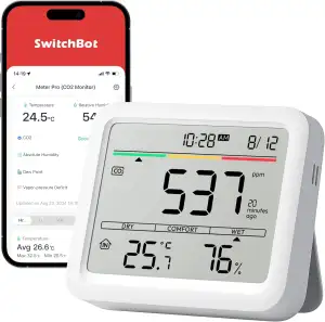 SwitchBot CO2-Melder, CO2 Messgerät mit Thermometer Hygrometer Innen, Luftqualit