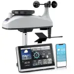 Brandson – Wlan Wetterstation mit TFT Farbdisplay – 7 in 1 Funk Außensensor – mit Tuya Smart App – Trend-Diagramme – Windgeschwindigkeit Windrichtung Regenmesser Temperatur Luftfeuchtigkeit Niederschl