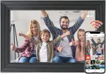 WLAN Digitaler Bilderrahmen 10 Zoll Touchscreen Cloud elektronischer Foto-Videorahmen über kostenlose Frameo-App mit 16 GB Speicher,automatische Drehung, Wandmontage,Auflösung 1280 * 800 (schwarz)
