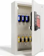 Grimtron Schlüsselkasten mit Zahlencode für 40 Schlüssel, Elektronischer Schlüsselschrank Wandmontage, Schlüsselbox mit Code mit Privat-, Öffentlich- & Passwort-Versteckmodus, Beige