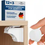 Hoffenbach Magnetische Kindersicherung 12 Schlösser + 3 Schlüssel – Schranksicherung & Schubladensicherung ohne Bohren – Unsichtbarer Magnetverschluss – Weiß