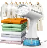 Steamer Dampfglätter Reise 15s Schnelles Aufheizen, 1500 W 25 g/min Tragbarer Dampfbügler Handgerät, Klein Leicht Clothes Steamer für Zuhause Büro, 300 ml Wassertank & Abschaltautomatik (Weiß)