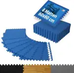 ALPIDEX 8er Set Bodenschutz Sportgeräte Matte 1cm Dicke 60x60 cm Trainingsmatten 2,88 m² Unterlegmatte Pool Fitness Turnmatte Fitnessraum Gymnastikmatte Fitnessmatte Bodenmatte Gummimatte