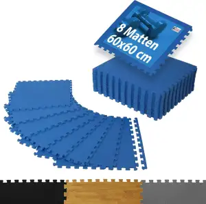 ALPIDEX 8er Set Bodenschutz Sportgeräte Matte 1cm Dicke 60x60 cm Trainingsmatten 2,88 m² Unterlegmatte Pool Fitness Turnmatte Fitnessraum Gymnastikmatte Fitnessmatte Bodenmatte Gummimatte