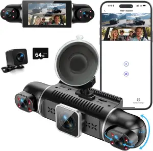 4 Kanal Dashcam Auto Vorne Hinten 4K/1080P,360° Dasch-Cam Auto mit 64GB SD-Karte