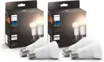 Philips Hue White E27 Lampe 4 Pack, 4x1055 lm, Dimmbar, Warmweißes Licht, Steuerbar via App, Kompatibel mit Amazon Alexa, 9.5W