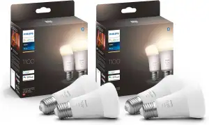 Philips Hue White E27 Lampe 4 Pack, 4x1055 lm, Dimmbar, Warmweißes Licht, Steuer