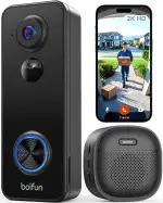BOIFUN 2K WLAN Video Türklingel mit Kamera, Funkklingel mit Kamera,Alexa-kompatibel, 180° Ultrabreiten Sichtfeld, 2-Wege-Audio,AI Bewegungserkennung, Kompatibel Mit Alexa, Ohne ABO, 2,4GHz, IP65